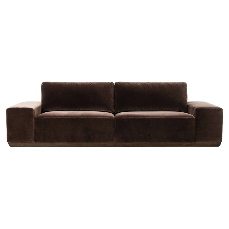 Isaiah Modern Classic Brown Velvet Performance Sofa - 104"