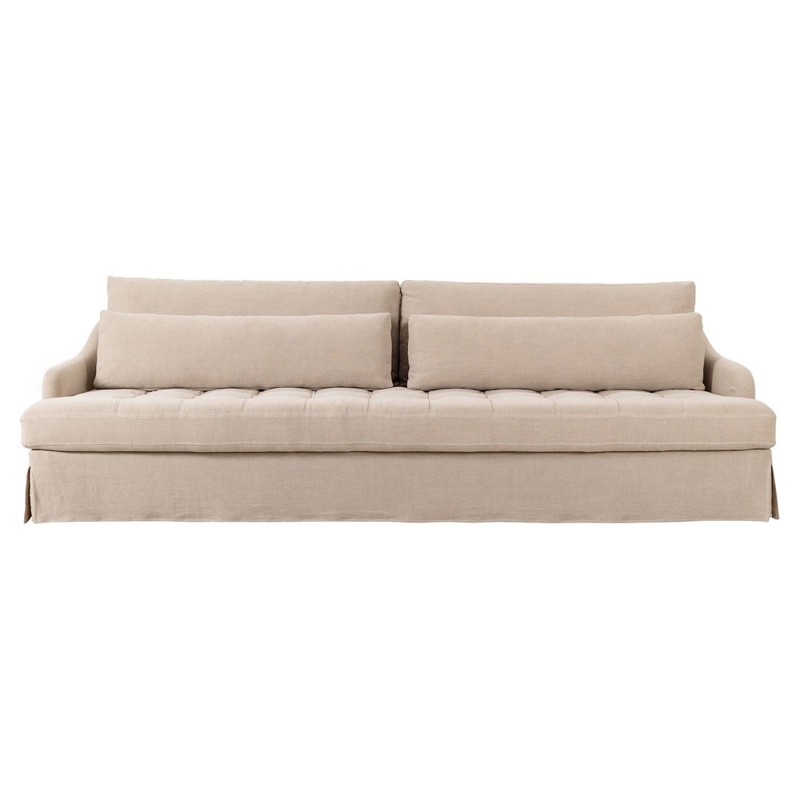 Keena Broadway Dune Linen Slipcovered Sofa -109"