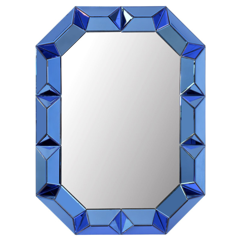 Romano Hollywood Regency Sapphire Blue Framed Wall Mirror