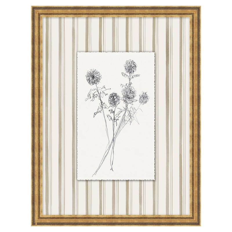 Islaine French Country Black Floral Antique Gold Frame Illustration 3 - 24x19