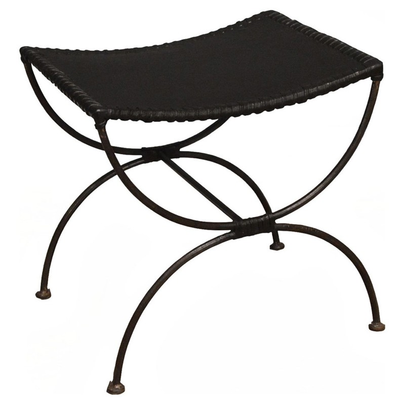 Gregory Updated Traditional Black Leather Iron Stool