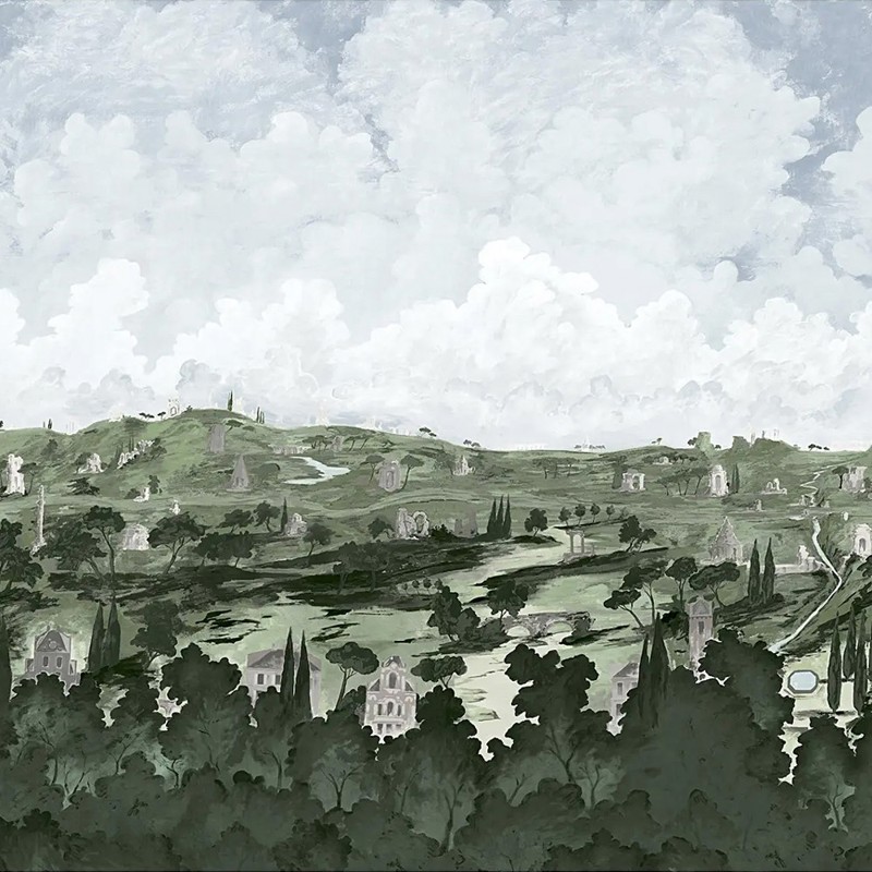Schumacher Appian Way Fog Landscape Wallpaper Panel Set