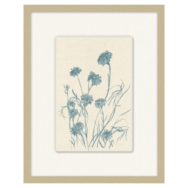 Elaine French Country Blue Wildflower Silver Frame Illustration 3 - 19x15