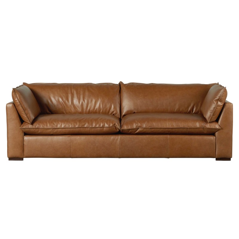 Kosa Modern Classic Brown Leather Reclining Sofa - 108"