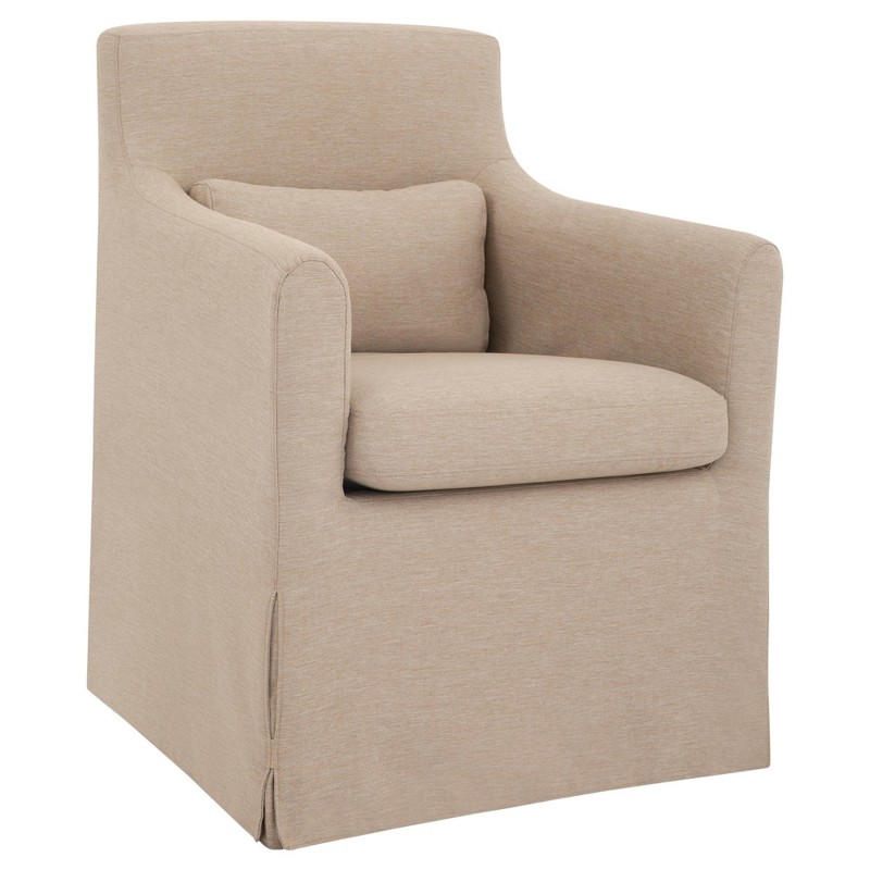 Elaine Modern Classic Light Brown Slipcovered Outdoor Dining Arm Chair