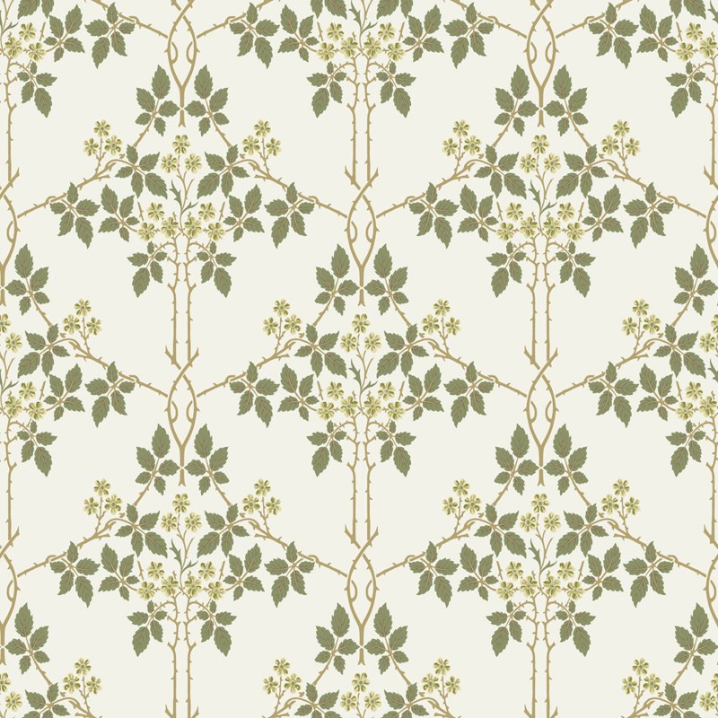 Willowmere Updated Traditional Green Vine Trellis Wallpaper