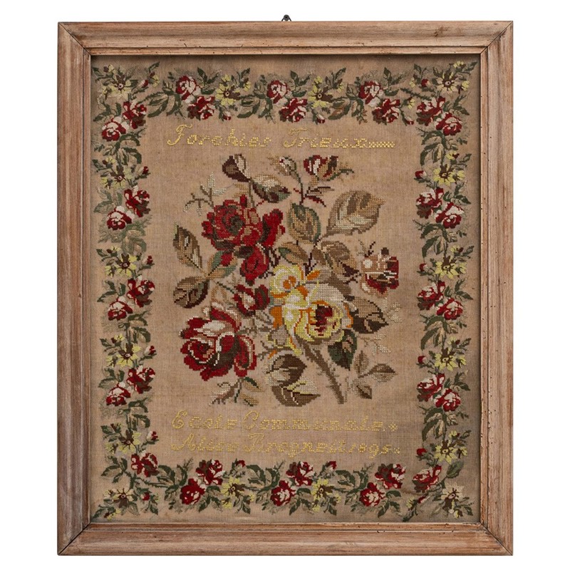 Belgian Framed Needlework Sampler - 29x25 by Schwung