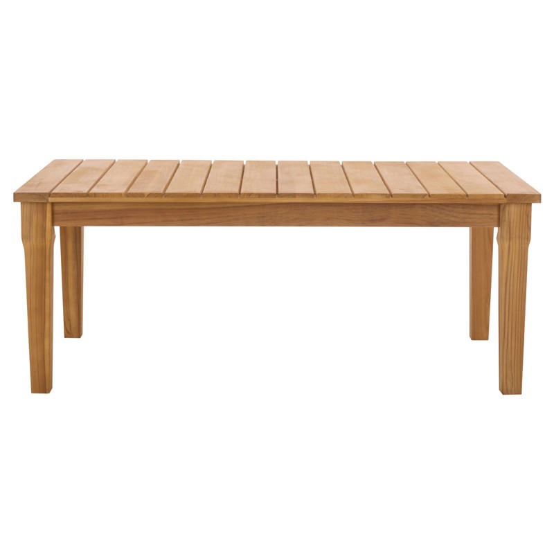 Camila Coastal Beach Natural Teak Rectangular Outdoor Coffee Table