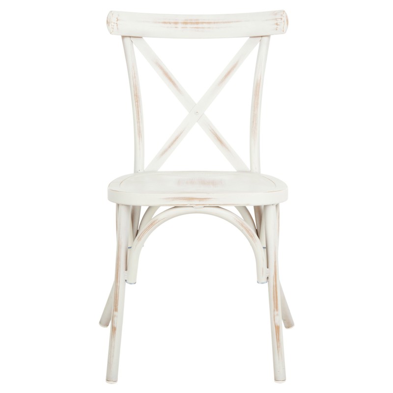 Elise French Country Distressed White Aluminum Outdoor Dining Chair - Set of 2