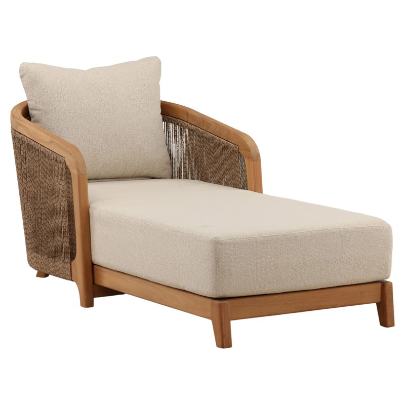 Herminia Coastal Beach Sand Natural Teak Outdoor Chaise