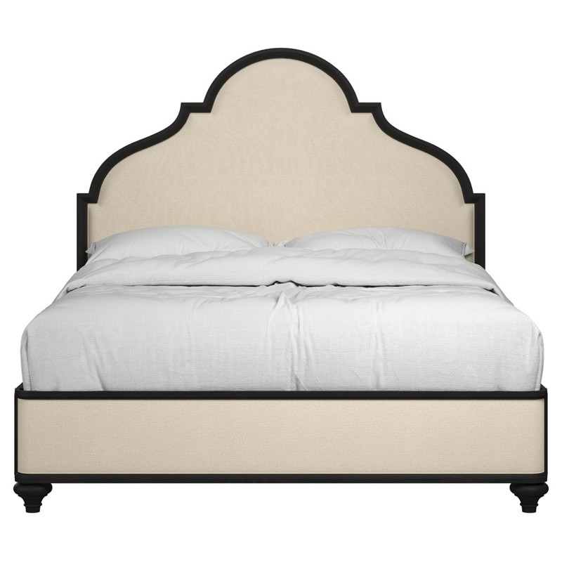 John French Country Black Pine Wood Bed - Queen