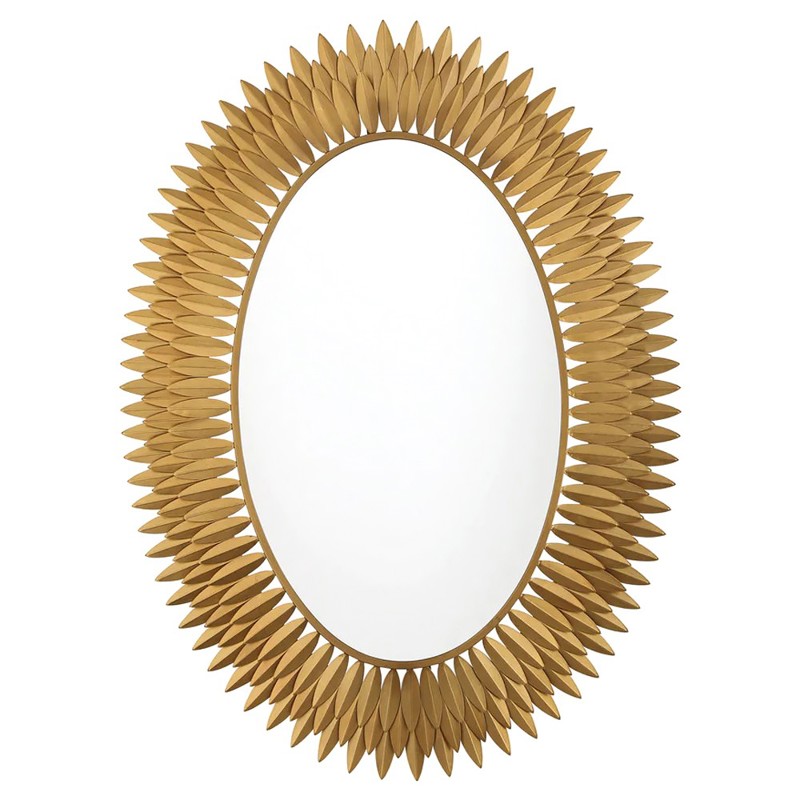 Liora Traditional Antique Gold Sunburst Oval LED Wall Mirror