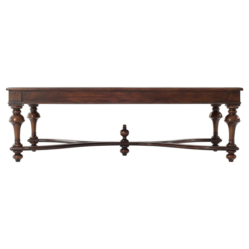 Lyon Updated Traditional Brown Wood Rectangular Storage Coffee Table by Theodore Alexander