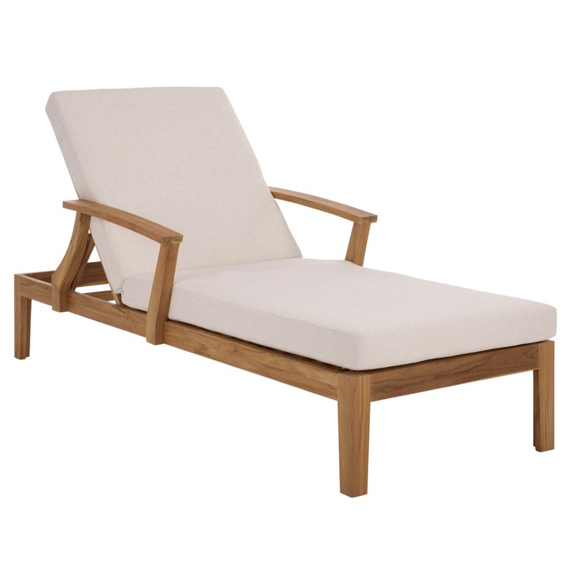 Camila Coastal Beach Natural Teak Outdoor Chaise Lounge