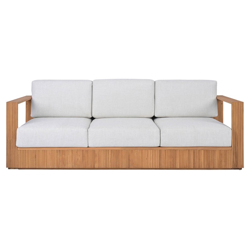 Lucian Coastal Beach Natural Reeded Teak Outdoor Patio Sofa - 80"