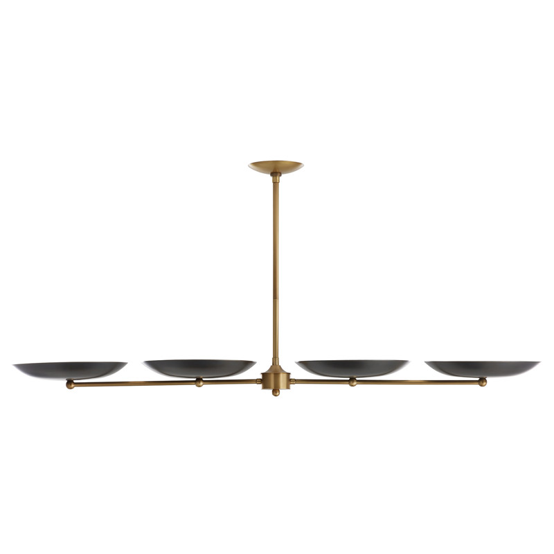 Griffith Modern Classic Antique Brass Frame Black Shade Linear Chandelier