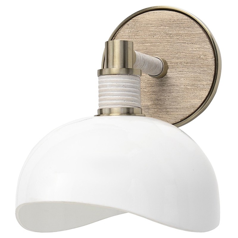 Palecek Brooklyn Modern Classic White Glass Antique Brass Sconce