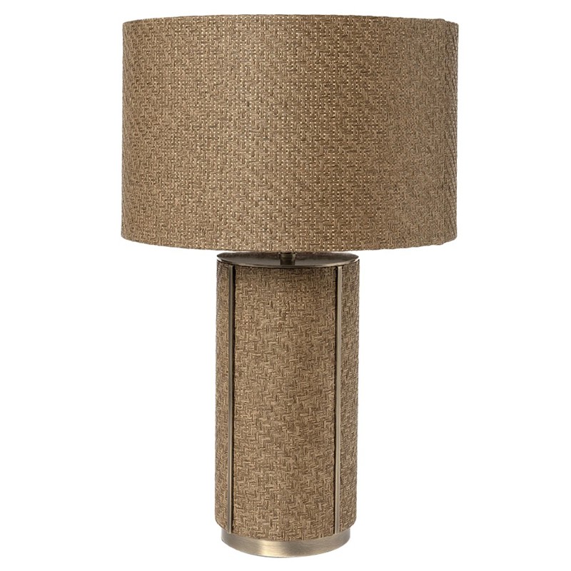 Palecek Bailey Coastal Brown Grasscloth Shade Antique Brass Table Lamp - 22"