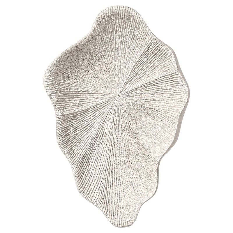Palecek Dover Coastal White Stone Cast Leaf Outdoor Wall Decor