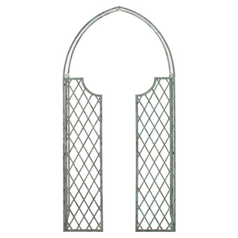 Montrose French Country Antique Green Iron Arch Outdoor Arbor