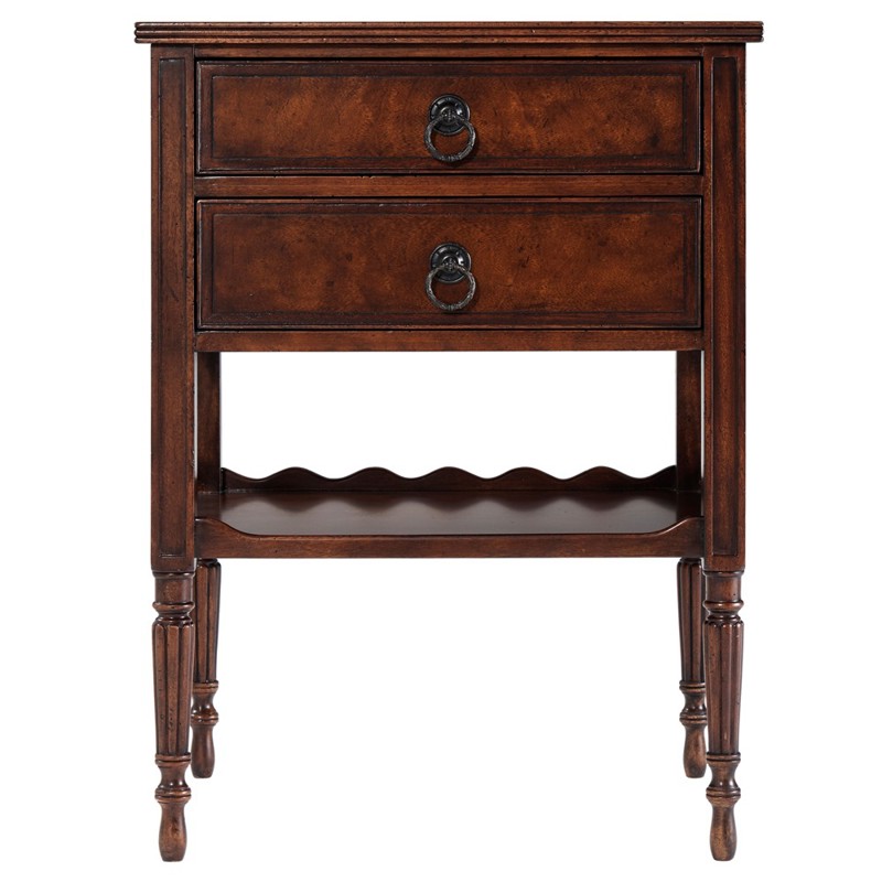 178113 Ottilie Updated Traditional Brown Mahogany Wood Rectangular Side Table
