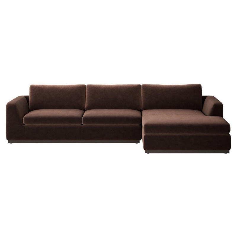 Stanley Modern Brown Velvet Performance Chaise Sectional - Right Chaise - 129"