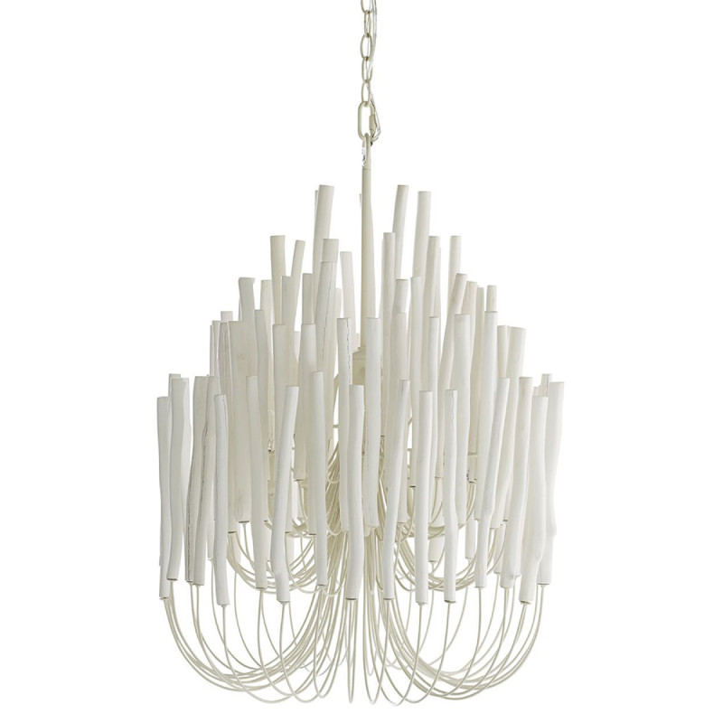 Tilda Modern Classic White Wood Iron Frame Chandelier - Small