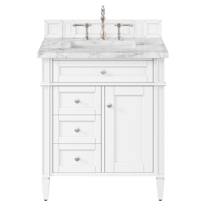Bella Modern White Carrara Marble Single Vanity Sink - 30"