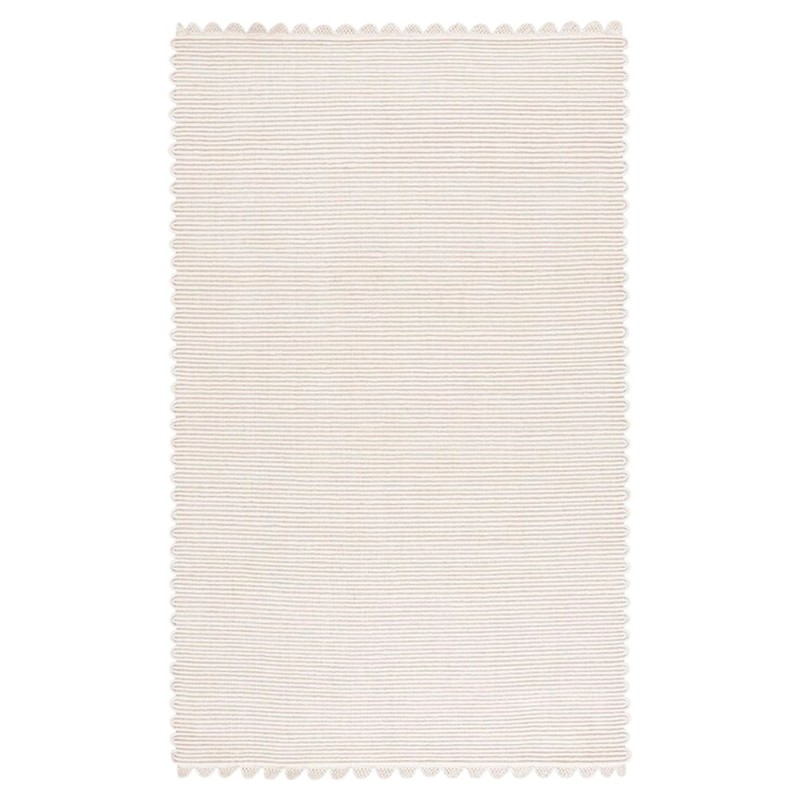 Reigle Updated Traditional Cream Wool Scalloped Solid Rug - 5'x8'
