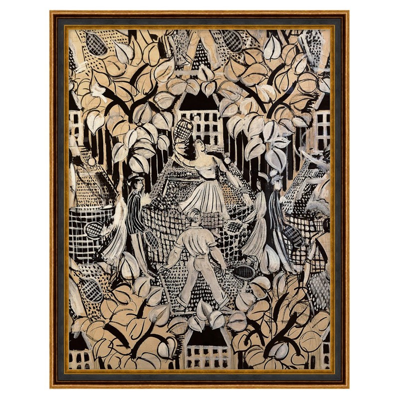 Peregrine Traditional Black Tennis Figure Black Frame Illustration - 29x23