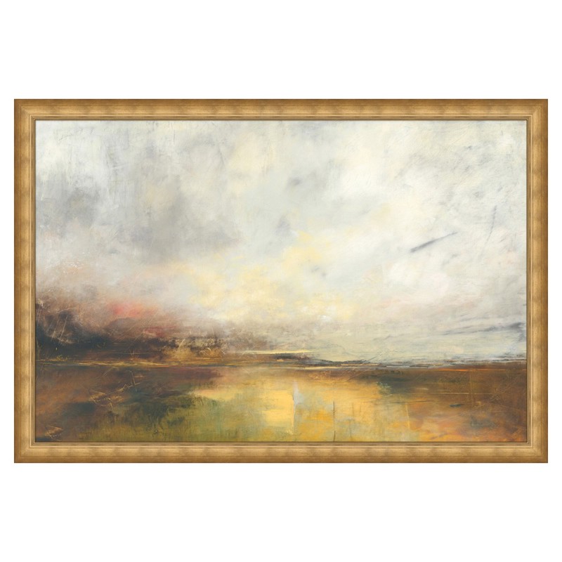 Aziel Updated Traditional Yellow Landscape Gold Frame Painting - 52x76 by Wendover Art