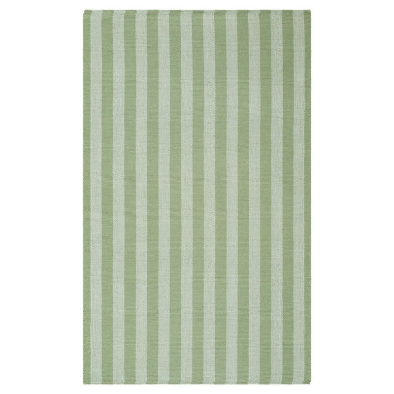 Maiya Coastal Beach Light Green Striped Performance Indoor Outdoor Rug - 5'x8'