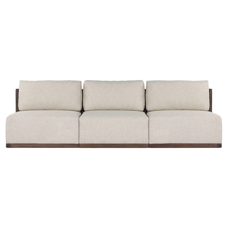 Brio Modern Classic Beige Teak Woven 3 Piece Outdoor Sectional - 105"