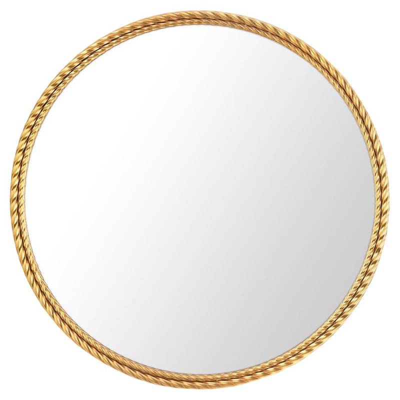 Cordelia Modern Classic Gold Leaf Metal Round Wall Mirror