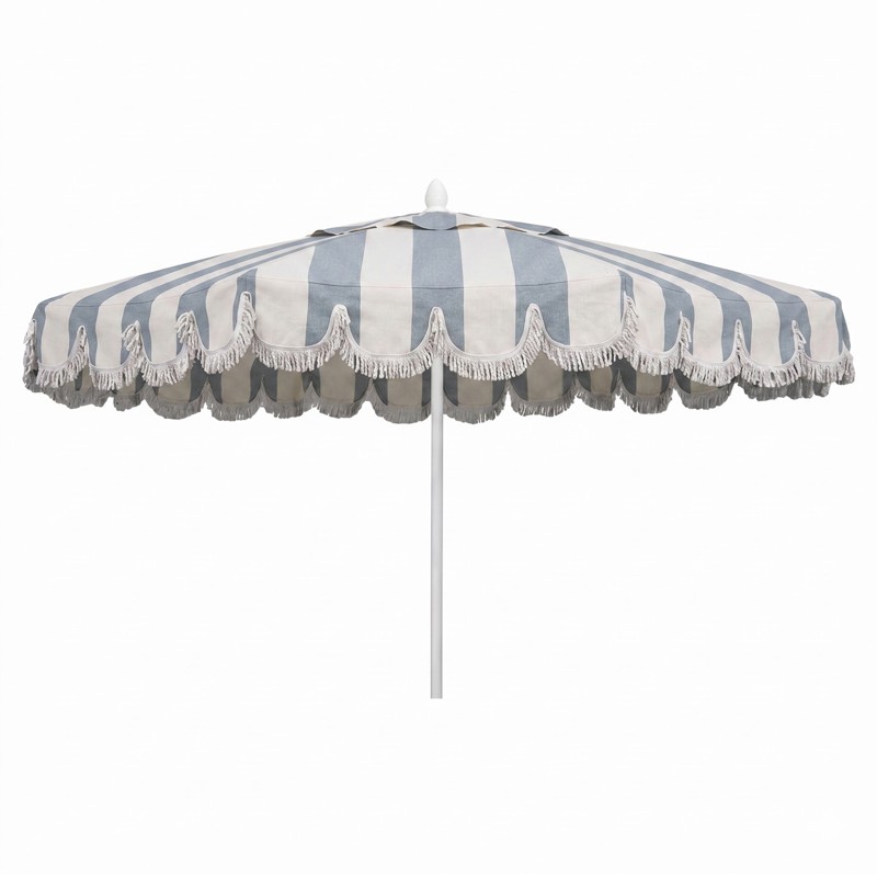 checkered patio umbrella Pink And White Striped With Fringe Portable Beach Umbrellas For Sand UV50+ Boho Umbrella Outdoor With Tilt 6.5ft Sunshade Umbrella For Sand Camping Table Umbrella Waterproof/8 Ribs and backyard seating areas Dimensions 6 Ft Italian Acrylic Striped