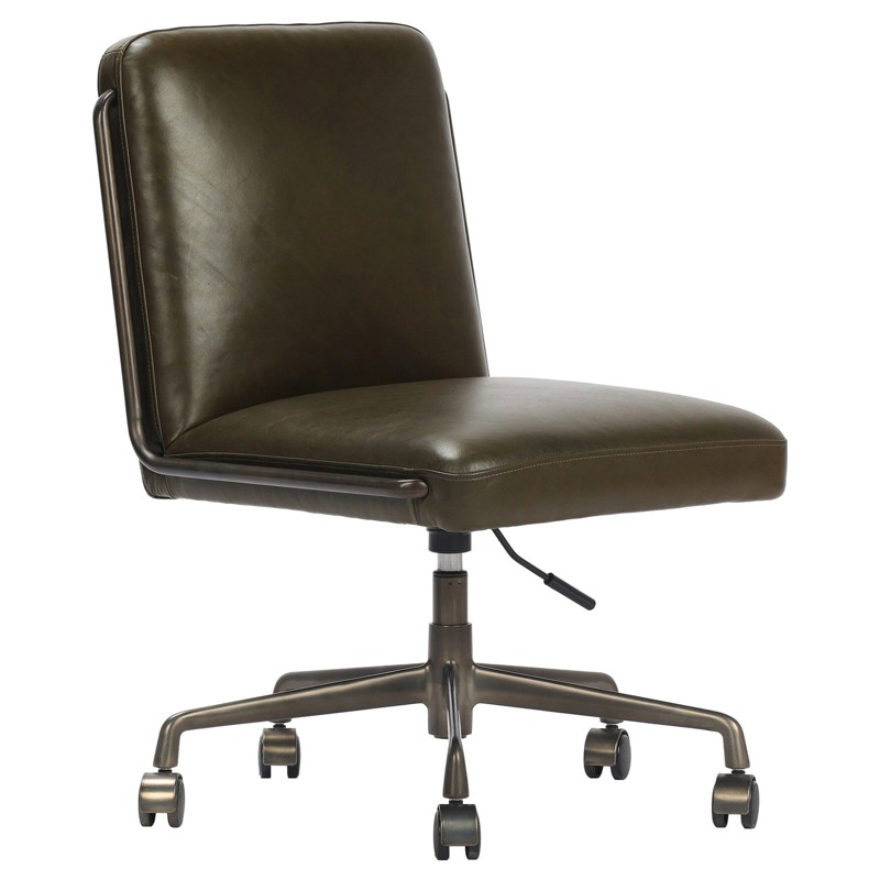 Amos Modern Classic Moss Green Leather Office Chair by Four Hands