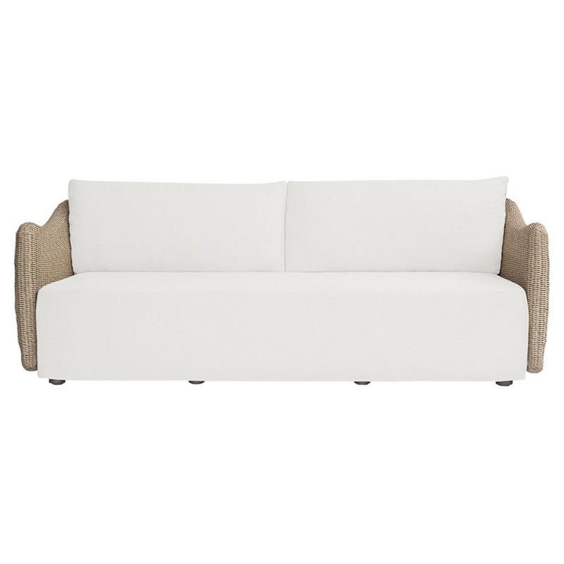 Sunny Coastal Beach Brown Woven All Weather Wicker Outdoor Sofa - 87"