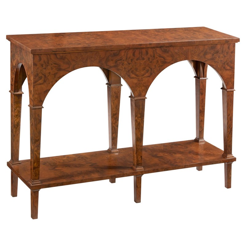 Laurent Updated Traditional Brown Walnut Rectangular Console Table by Modern History Home