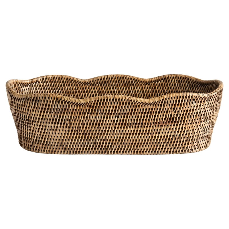 Hollis Coastal Beach Natural Brown Rattan Oval Cachepot