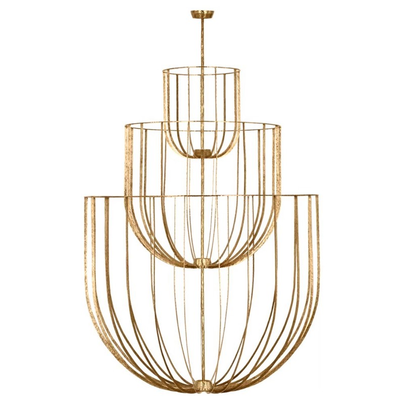 Visual Comfort Sanchi Modern Classic Polished Antique Brass 3 Tier Chandelier