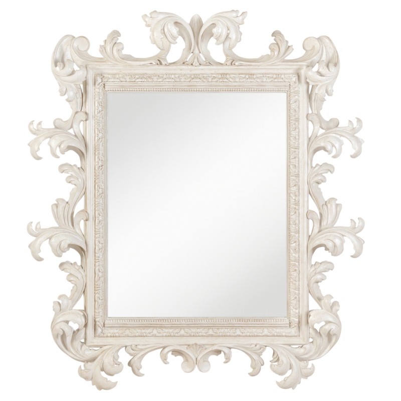 Italian Rococo Updated Traditional White Wood Mirror