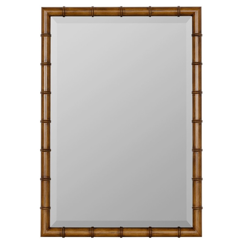 Baldwin Traditional Brown Faux Bamboo Rectangular Wall Mirror