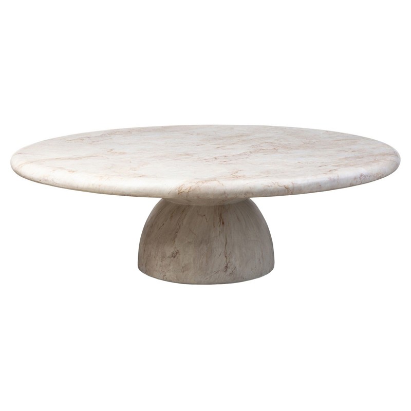 Cornelia Modern Classic Cream Concrete Round Outdoor Coffee Table by Four Hands