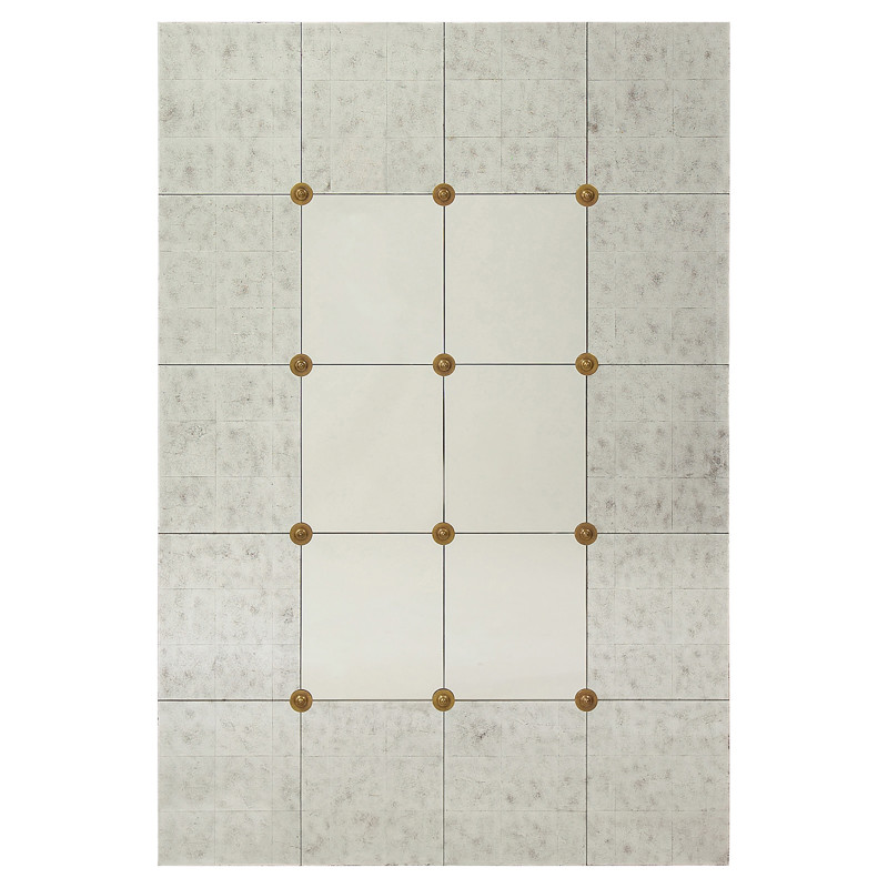 John-Richard Stefani Hollywood Silver Eglomise Gold Bevel Wall Mounted Mirror