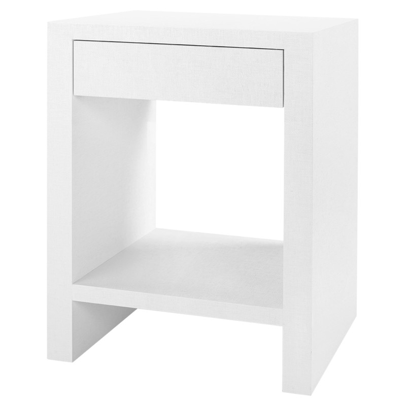 Morgan Coastal Beach Chiffon White Grasscloth End Table