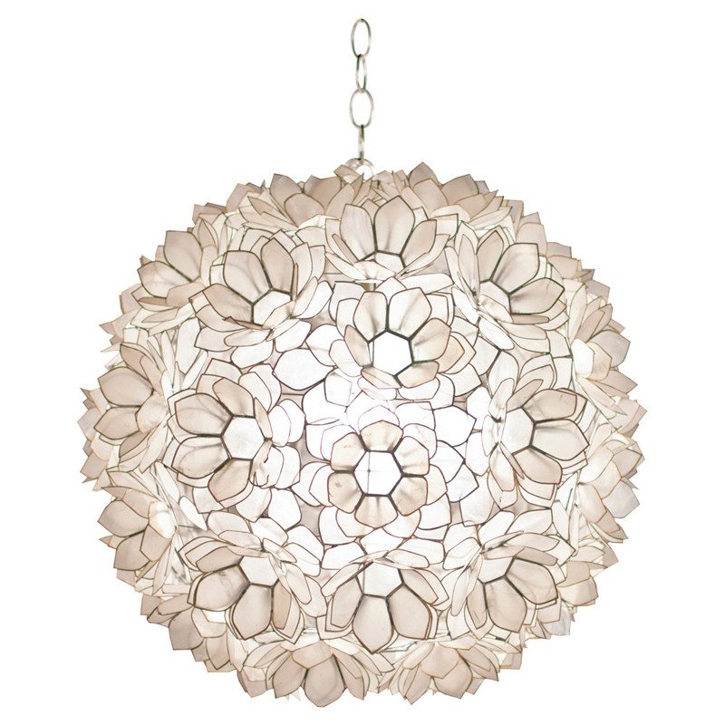 Worlds Away Jupiter Coastal Cream Capiz Shell Pendant