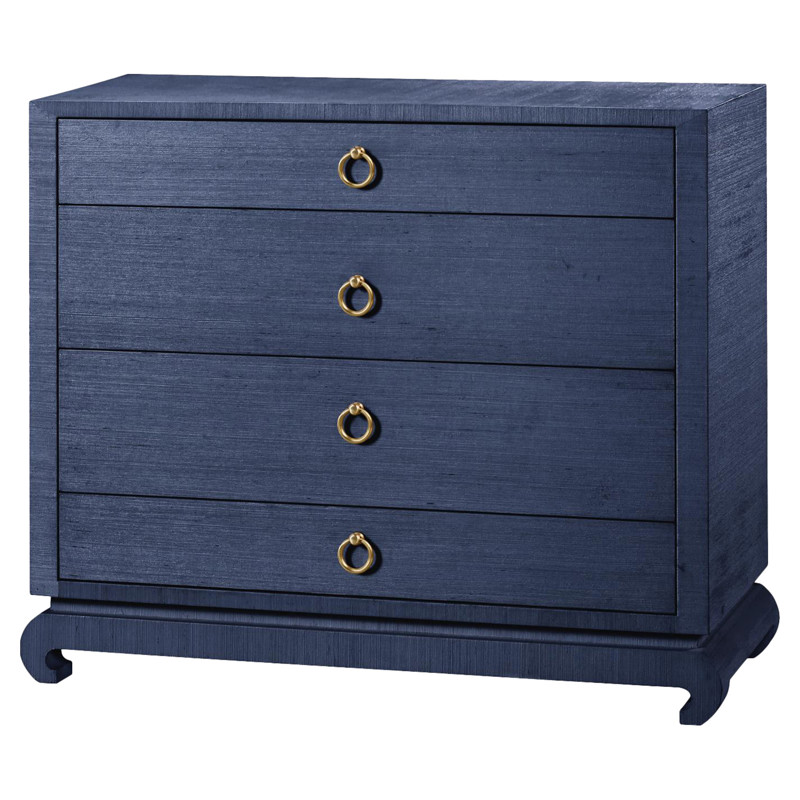Ming Regency Navy Grasscloth Chow Dresser - 4 Drawer