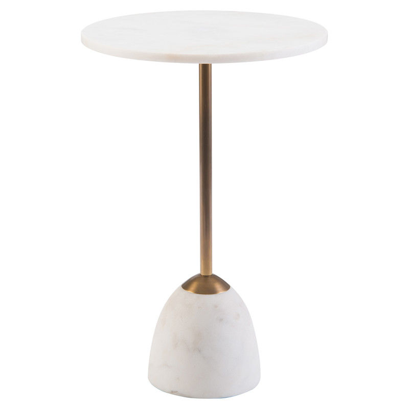 John-Richard Noma Regency Modern White Marble Brass Martini Table