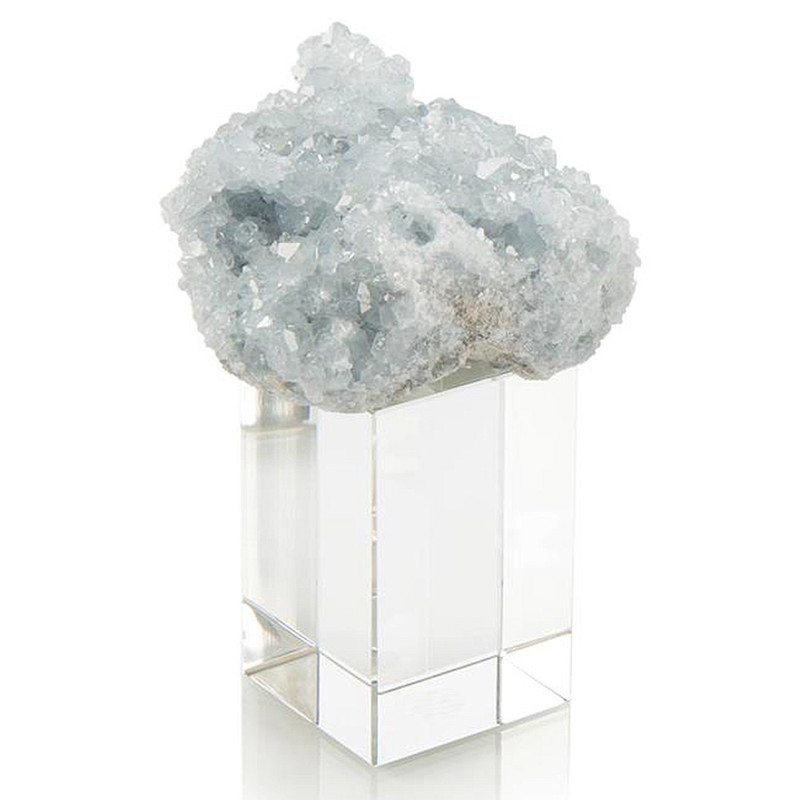 John-Richard Soft Blue Celestite Fragment Crystal Cube Sculpture - S