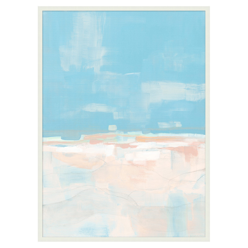 Ava Coastal Beach Blue Abstract White Frame Painting I